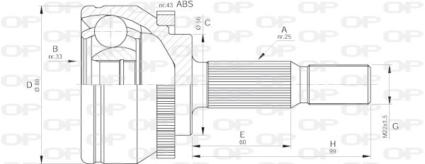 OPEN PARTS Šarnīru komplekts, Piedziņas vārpsta CVJ5574.10